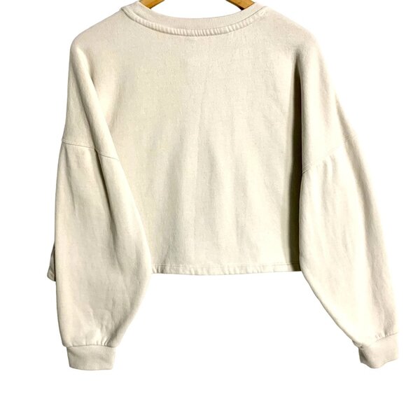 Calvin Klein Oversized Mirror Logo Cropped Sweatshirt Spell Out L Long Sleeve - Picture 4 of 10